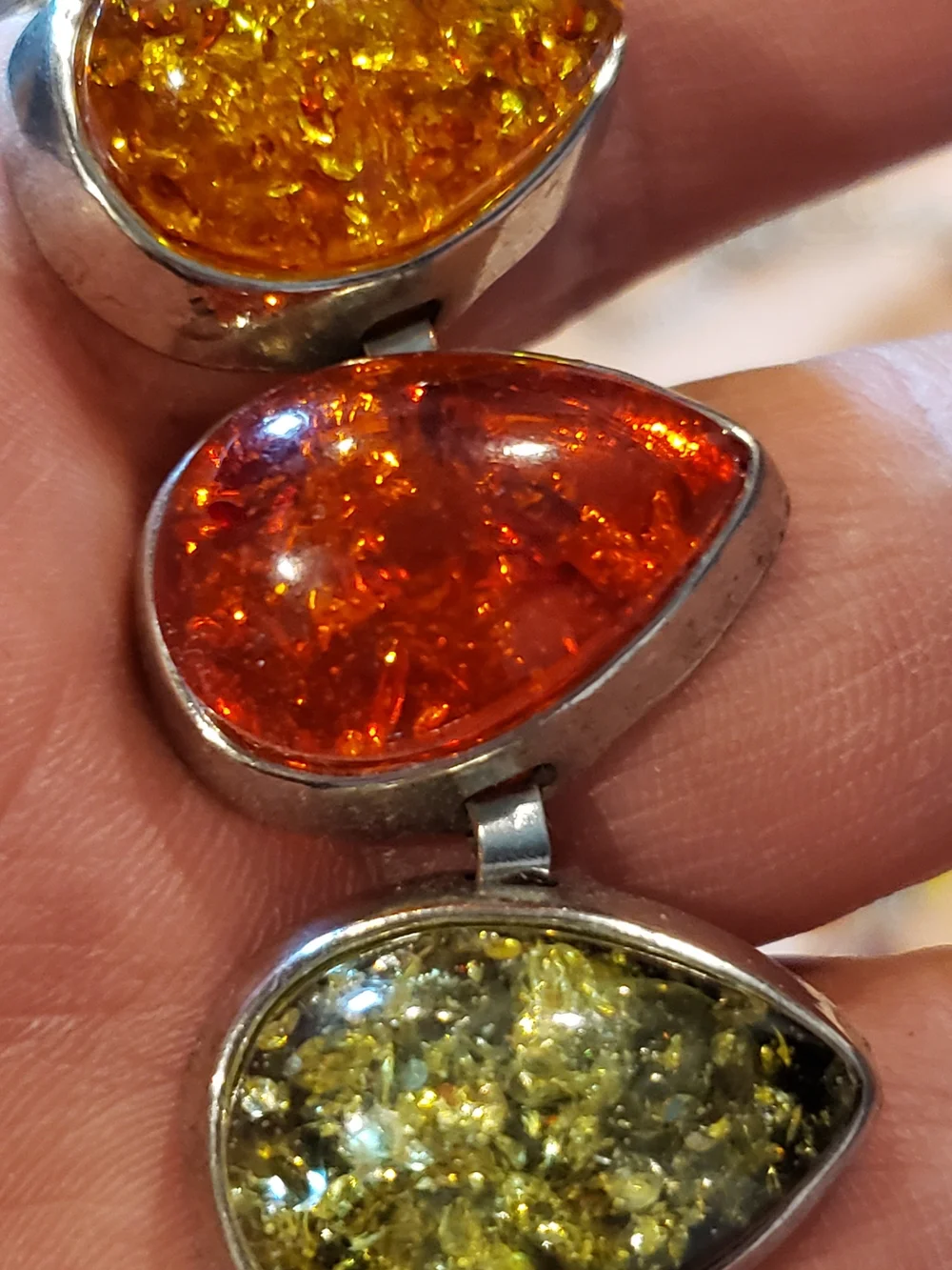 Multicolor Amber Teardrop Necklace and Bracelet Set